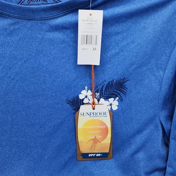 WEATHERPROOF LONG SLEVES RASHGUARD, BLUE, MEDIUM, UPF 50+ - Picture 7 of 12